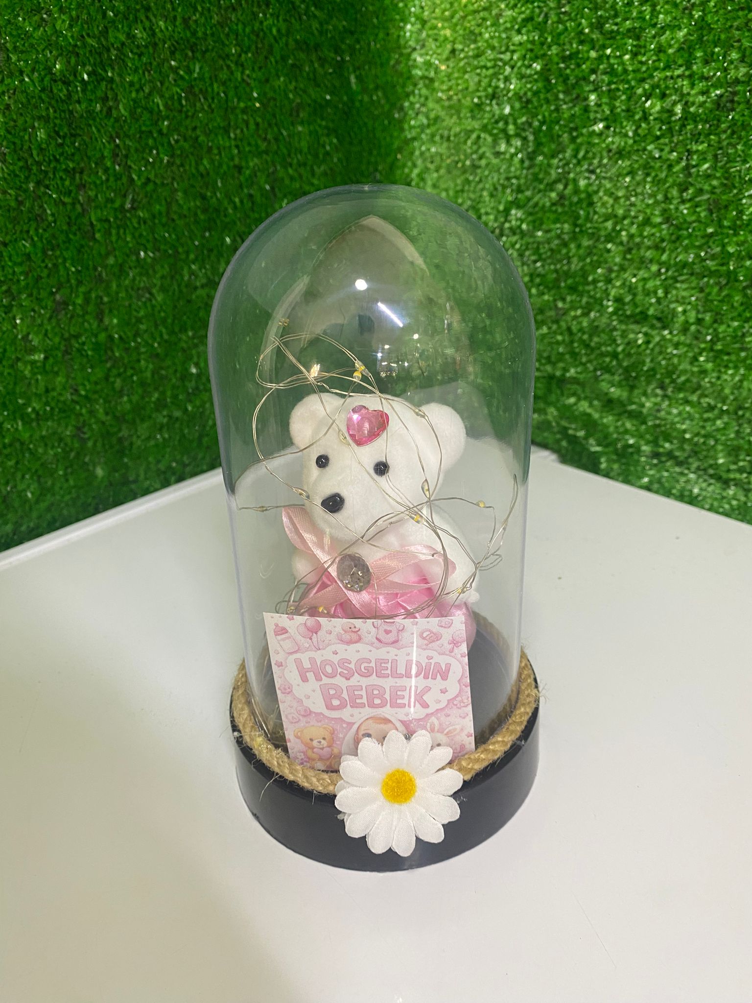 Hoşgeldin Bebek Işıklı Fanus – Ayıcıklı Özel Tasarım